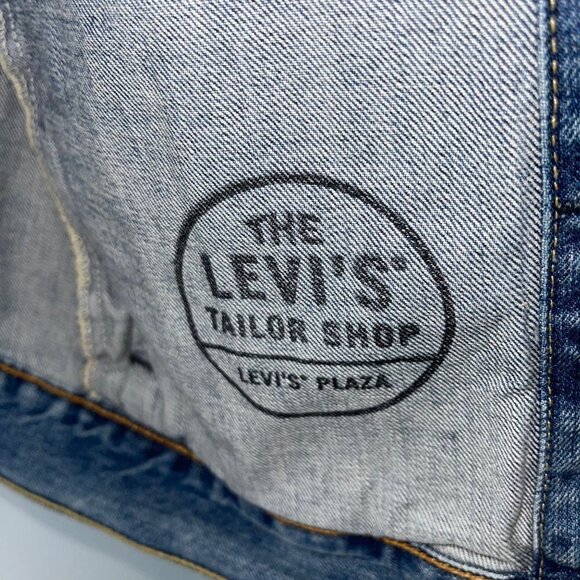 Levi's Womens Trucker Jacket Blue Size Large Denim Pure Cotton Customized New - Picture 12 of 13